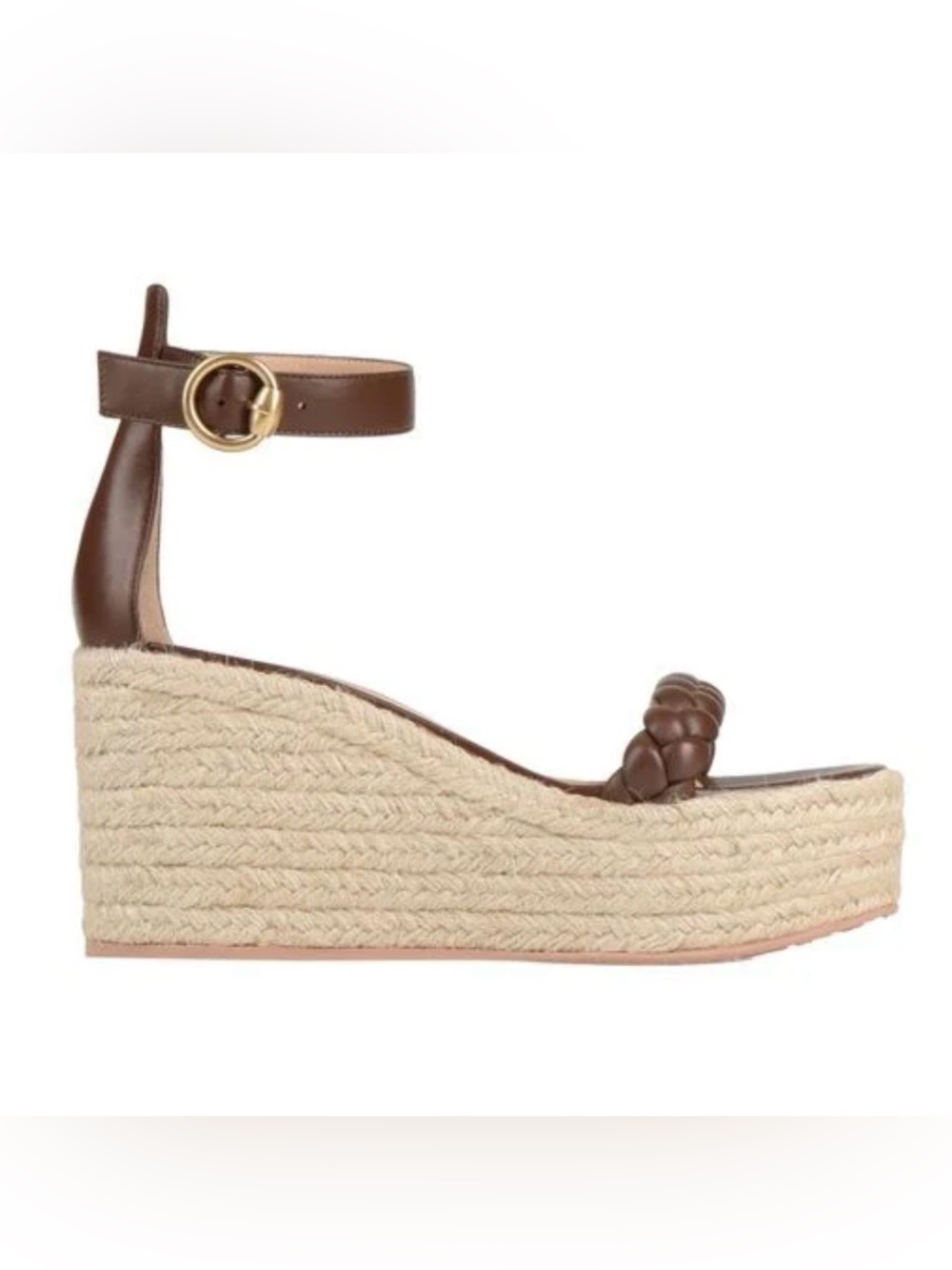 Gianvito Rossi Women's Sandals Merida Braided Leather Espadrille Wedge Size 7.5